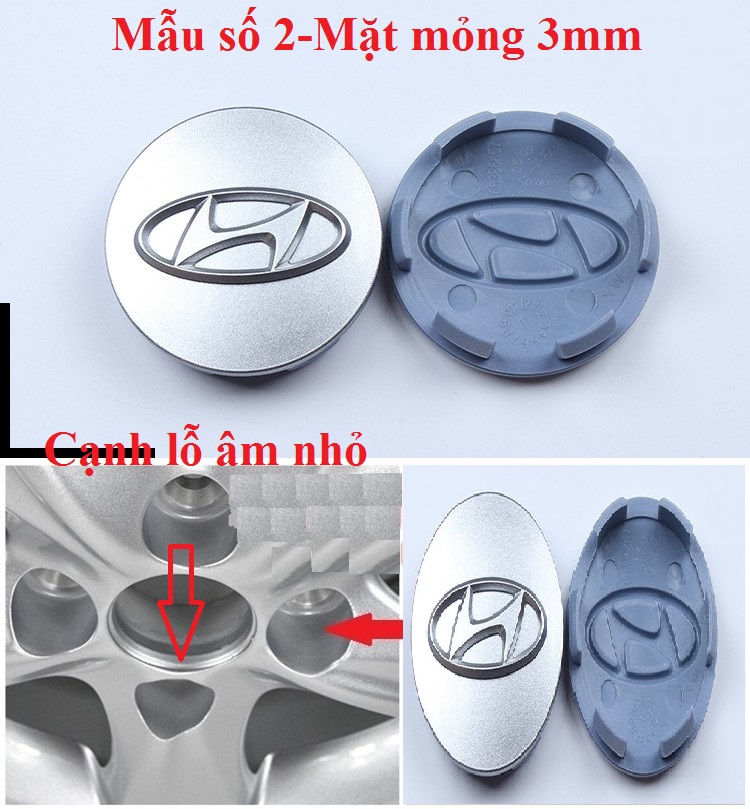 Chụp lazang (chụp mâm) xe Hyundai Size: 57mm