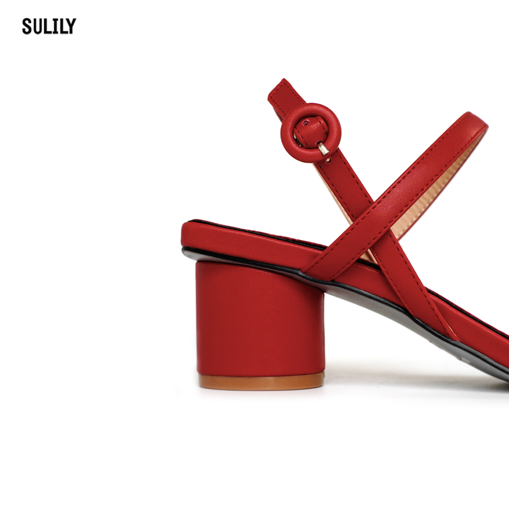 Giày Sandal Gót Trụ 5 phân Sulily SGT1-II20 màu đỏ