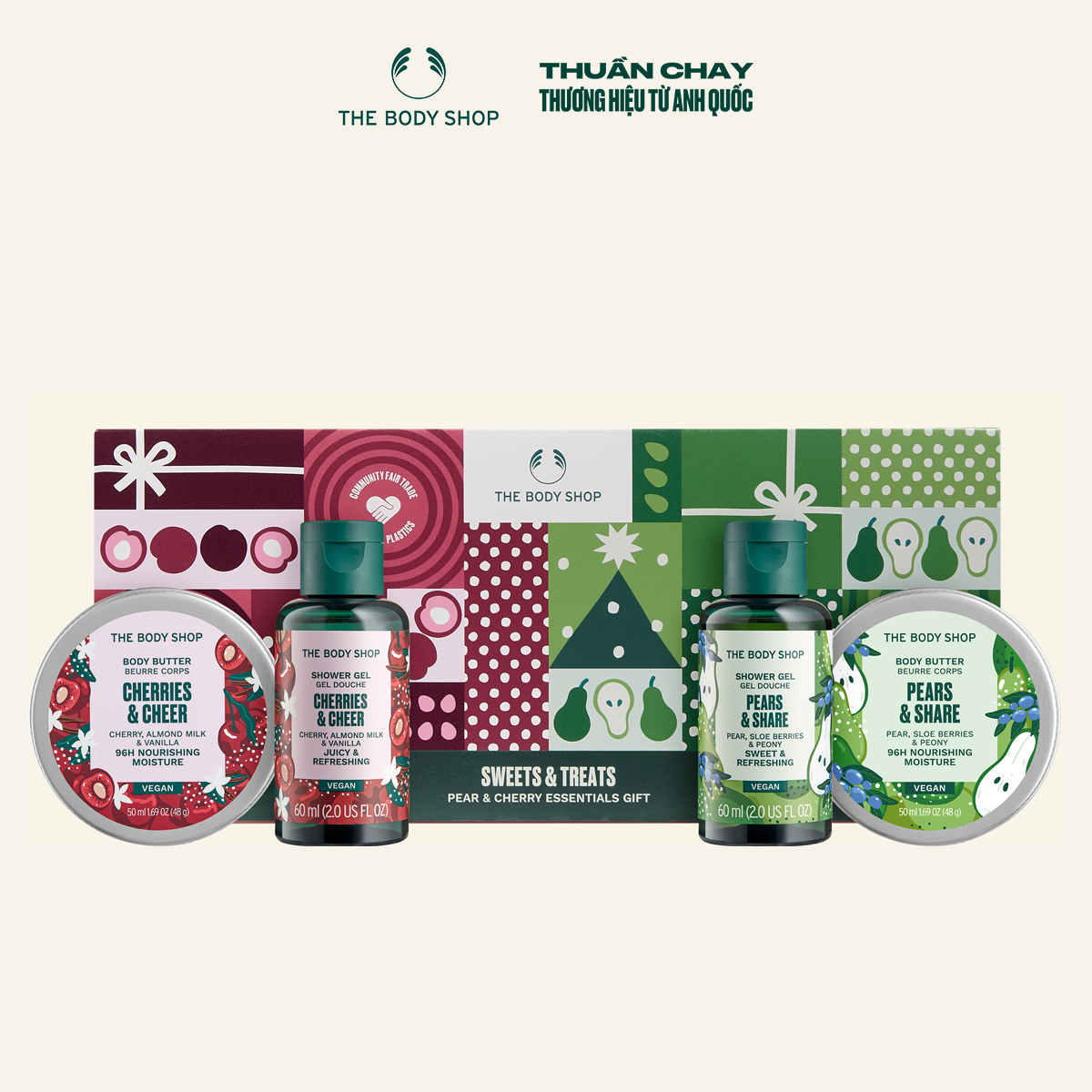 [GIFT SET] Bộ Quà Sweets & Treats Pear & Cherry Essential Gift XM23 The Body Shop