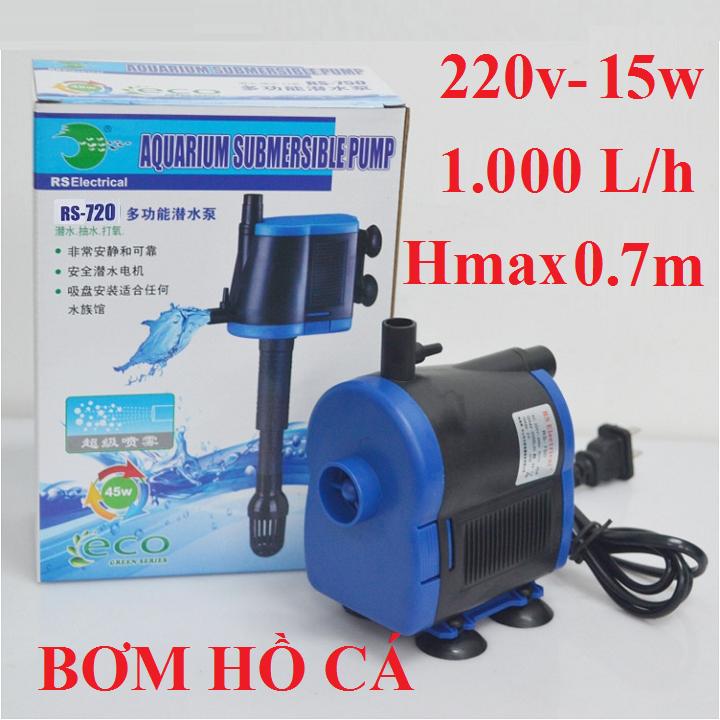 Bơm chìm hồ cá 15w: lọc - khí - tạo dòng chảy