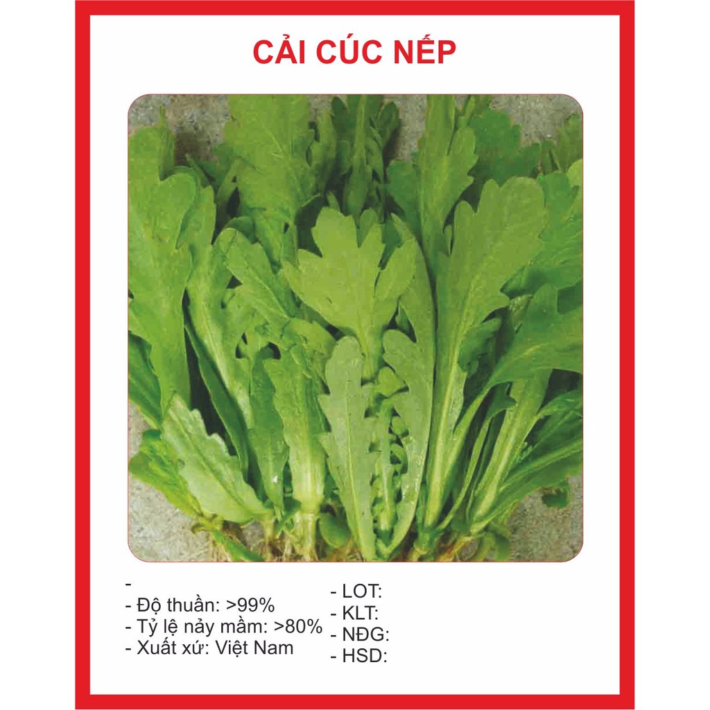 Hạt giống Cải Cúc Nếp 2500hạt ~20gram