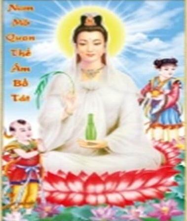 Tranh đính đá Phật quan âm và đồng tử - LV359