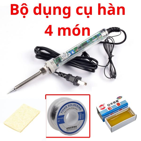 Combo Máy hàn 907+Cuộn Thiếc 50g + nhựa thông + bọt biển chữ nhật