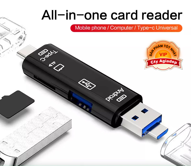 Đầu cắm otg xịn giúp điện thoại android đọc thẻ nhớ tf, usb, type c