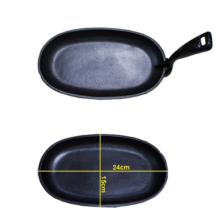 [HCM]Chảo gang chống dính làm bít tết Oval (Trung)