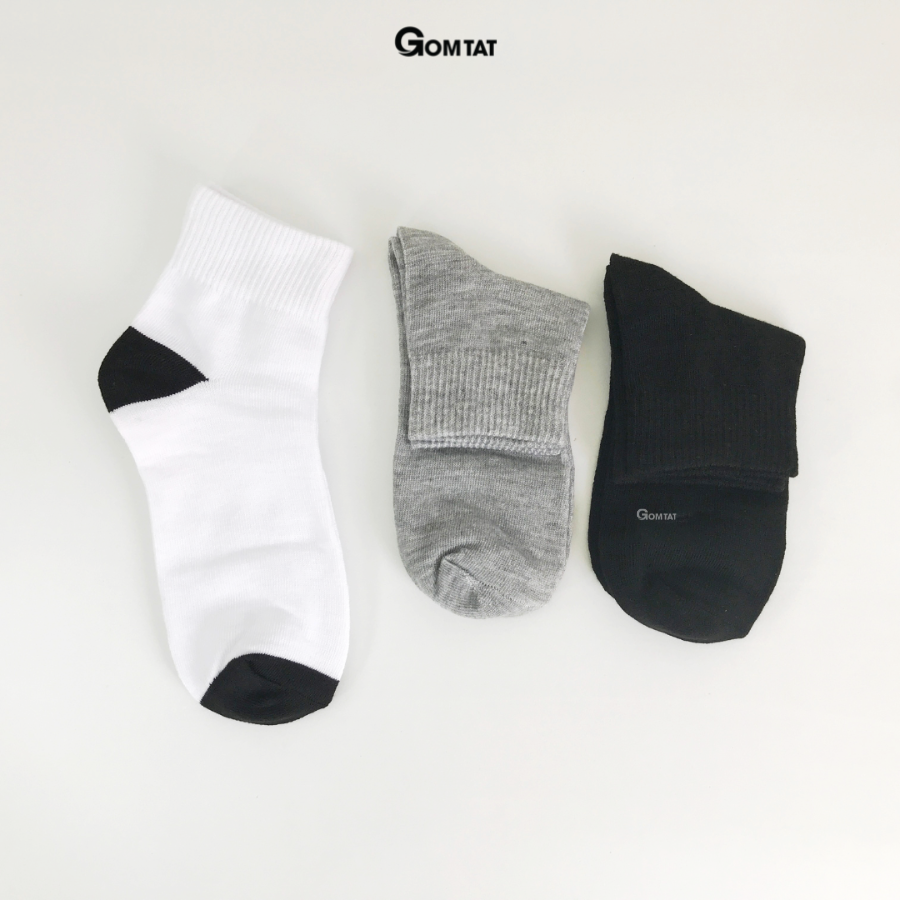 Combo 5 Đôi Tất Trơn Cổ Cao Nam Nữ GOMTAT, Vớ Cổ Cao Unisex Trơn Màu Vải Cotton Chuẩn Xuất Nhật - TRONCAO-VNXK-CB5