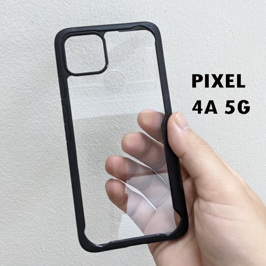 Ốp lưng Google Pixel 4A 5G chống sốc mặt lưng cứng trong suốt viền đen(Không ố vàng)