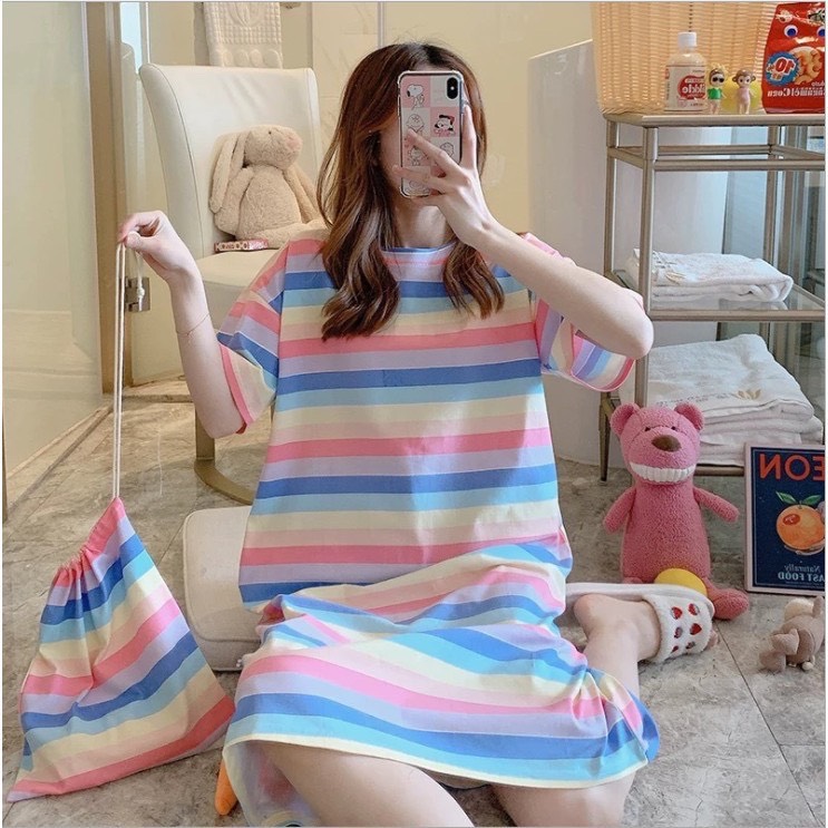 Váy suông chất cotton hoạ tiết dễ thương