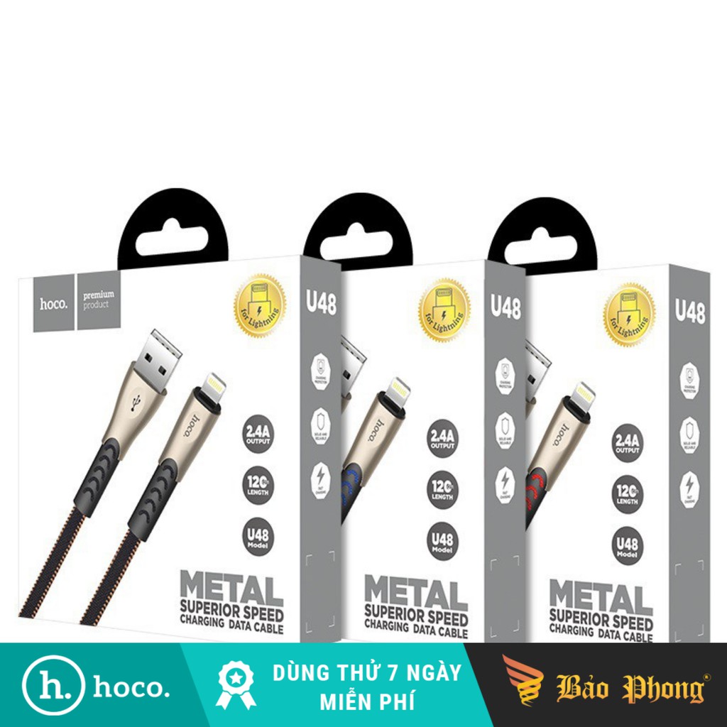Cáp sạc iPhone / iPad  HOCO U48 USB to Lightning 2.4A dài 1.2m