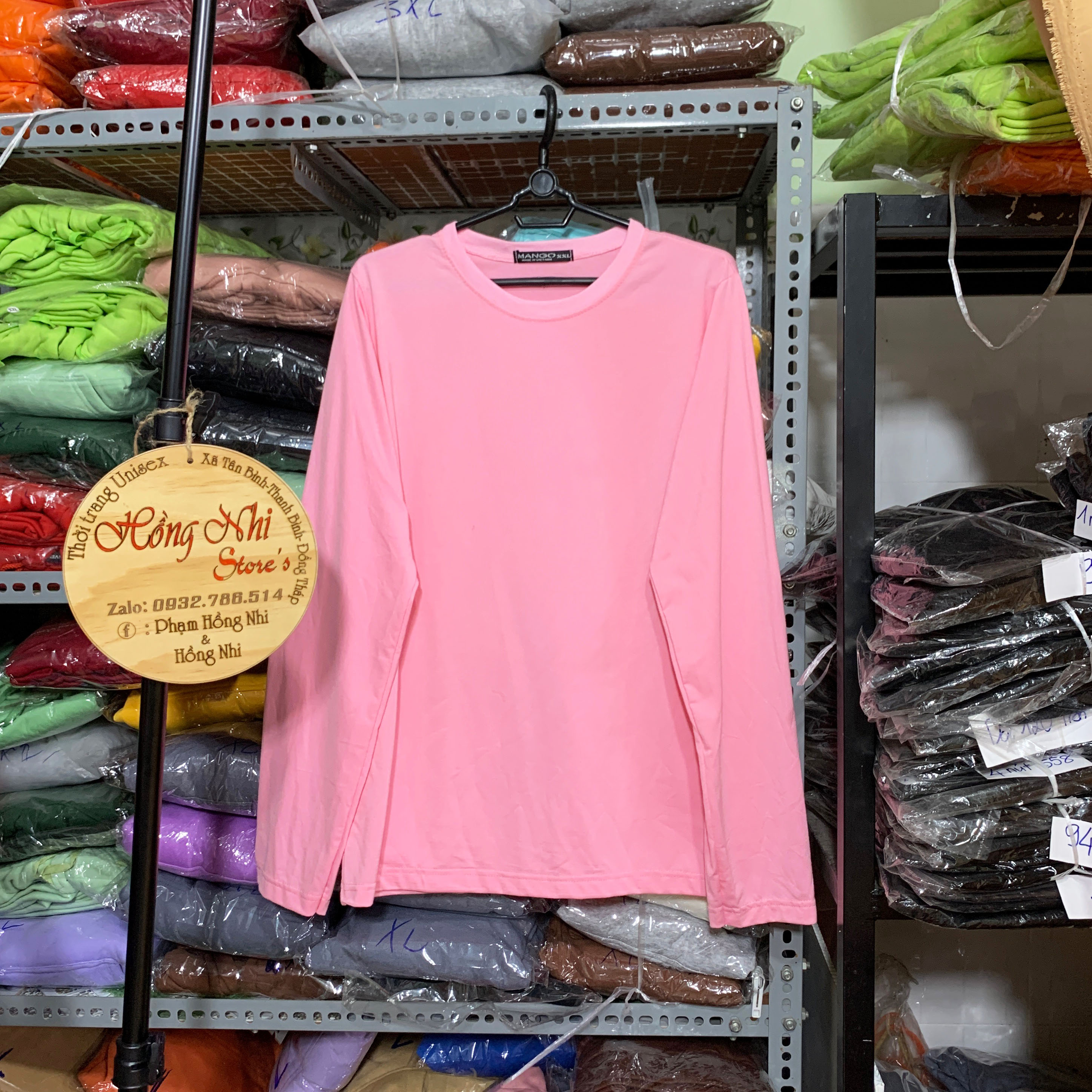 Áo Thun Tay Dài Trơn Long Tee Ulzzang Unisex Dáng Rộng Màu Hồng Tươi - MM