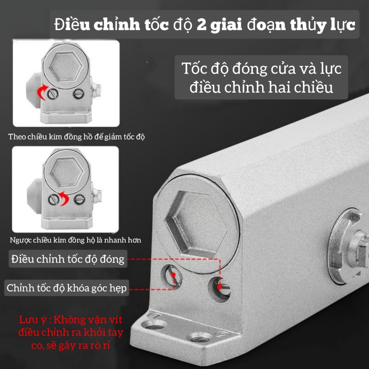 Tay co thủy lực đóng cửa tự động ELEYA dừng 90 độ