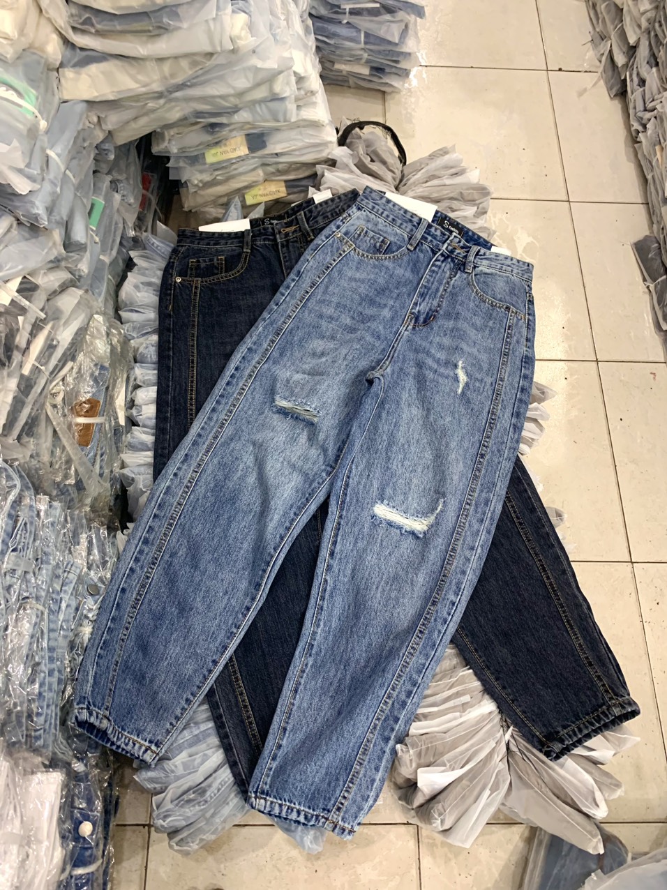 Quần baggy nữ jean rách,quàn bò rách,ảnh chupj thật tại shop