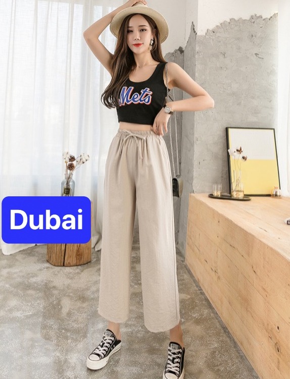Quần ống rộng nữ , quần culottest chất đũi xước hàn quốc cao cấp phối sang chảnh sành điệu - dubai fashion