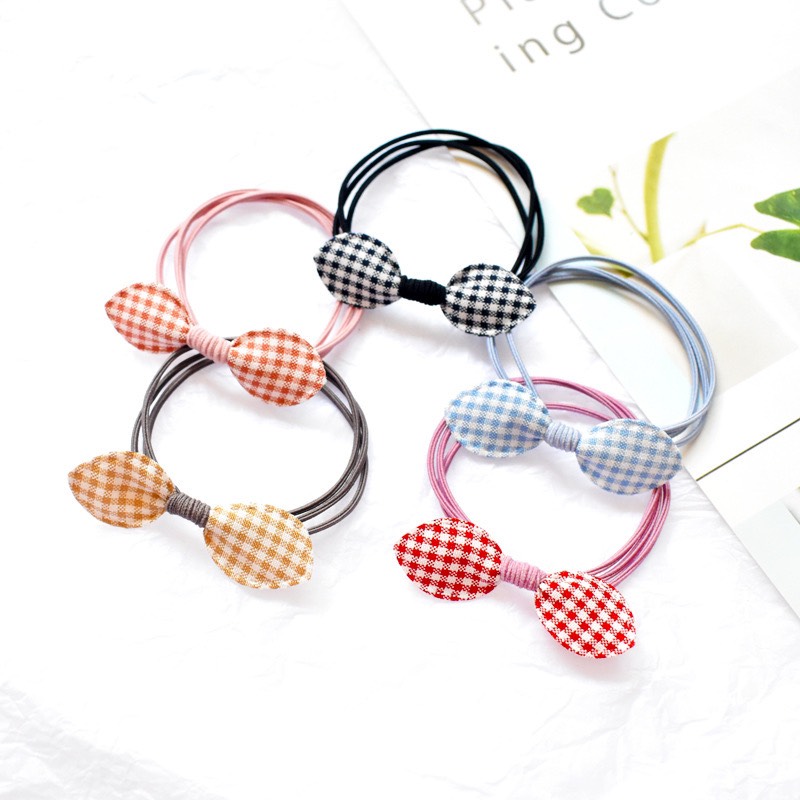 Dây thun cột tóc buộc tóc nữ nơ caro cute siêu xinh