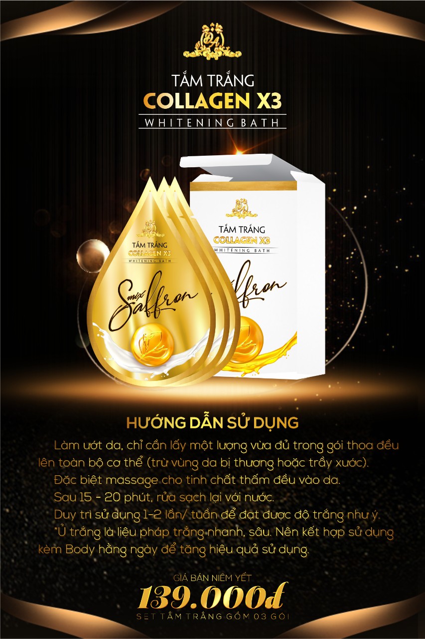 [HCM] Tắm trắng collagen x3 mix saffron