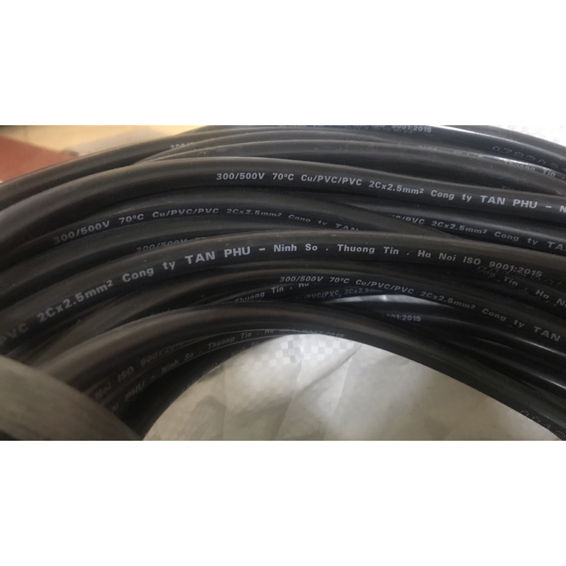 Dây điện đôi 2x2.5mm2 - 10 mét - lõi đồng 100% - dây tròn đen