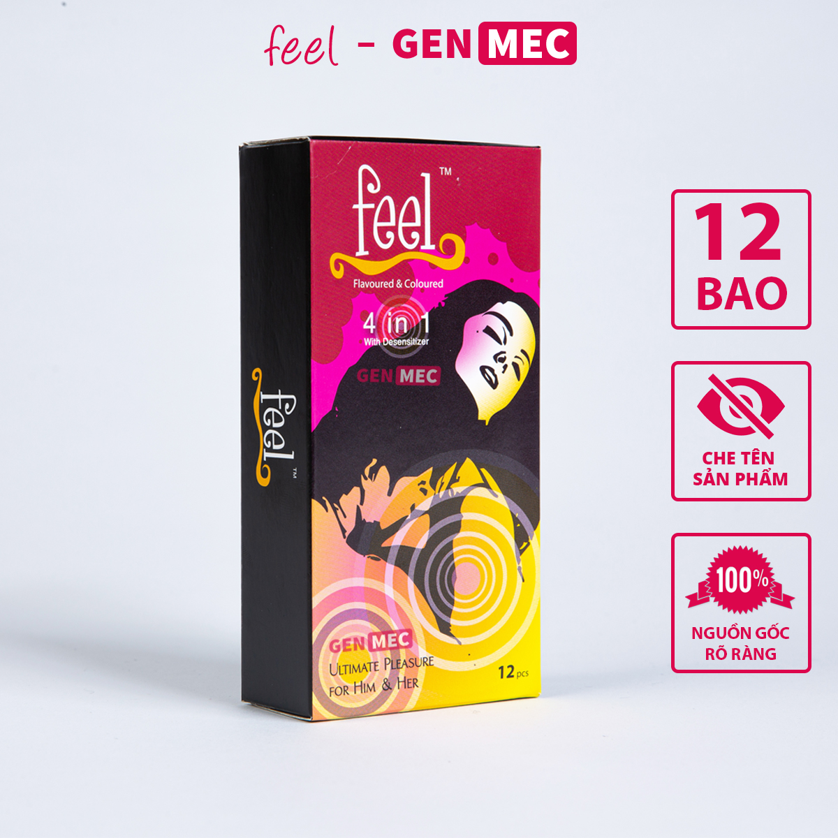 Bao Cao Su Kéo Dài Thời Gian Feel 4in1 - BCS Feel 4in1 Hộp12 Bao - GenMec