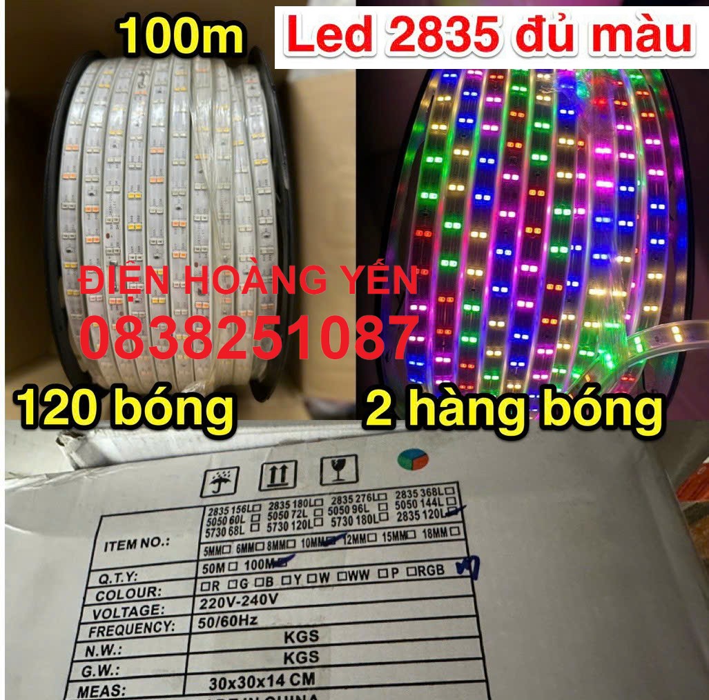 cuộn led dây 100m loại 2 hàng bóng 2835