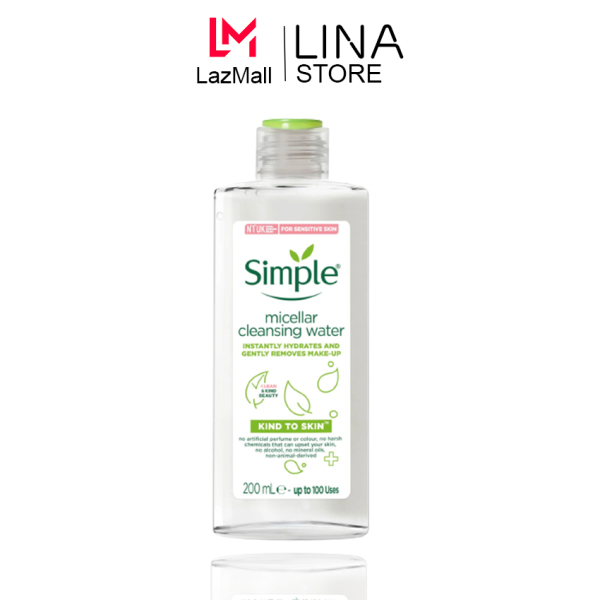 Nước tẩy trang Simple cho da mụn da dầu không cồn dưỡng ẩm 3 in 1 toner simple 200ml