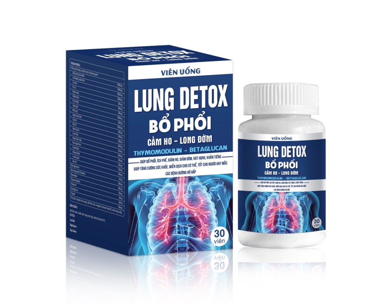 Viên Uống Lung Detox Bổ Phổi Cầm Ho, Long Đờm, Giúp Bổ Phổi, Ích Phế