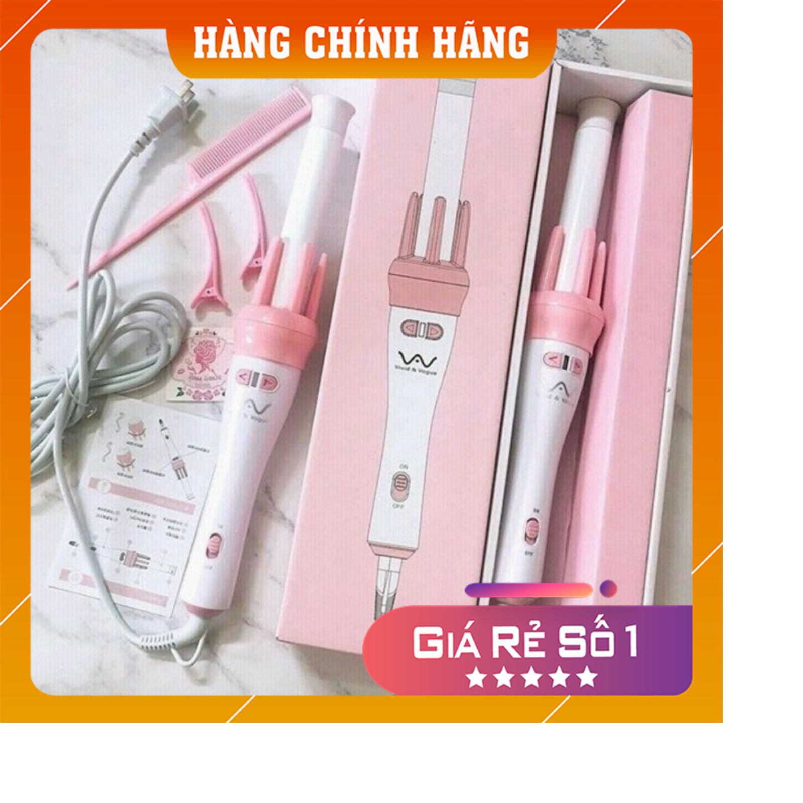 [Hộp Chính Hãng] - Máy Làm Tóc Uốn Xoăn Xoay Tự Động 360 Vivid - Vogue Hàn Quốc - Bảo Hành 12 Tháng