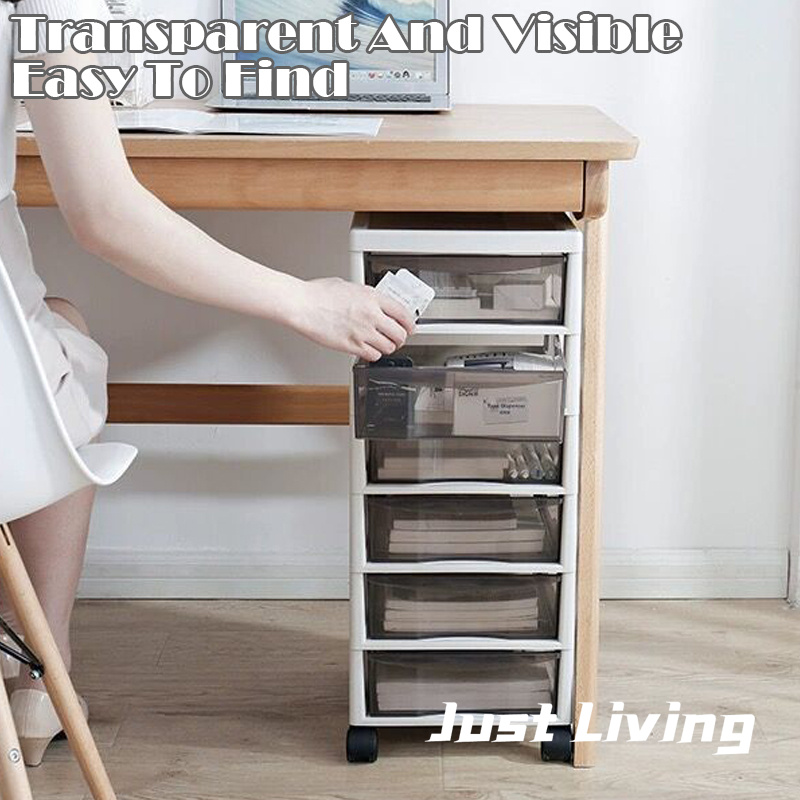 JustLiving Multi-Layer Drawer Grid Storage Rack Office Book Shelf Atorage Cabinet A4 File Cabinet Plastic Data Storage Box