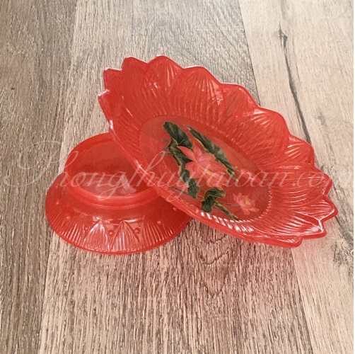 Dĩa trái cây hoa sen đỏ (đường kính 18cm, 20cm) - thờ cúng