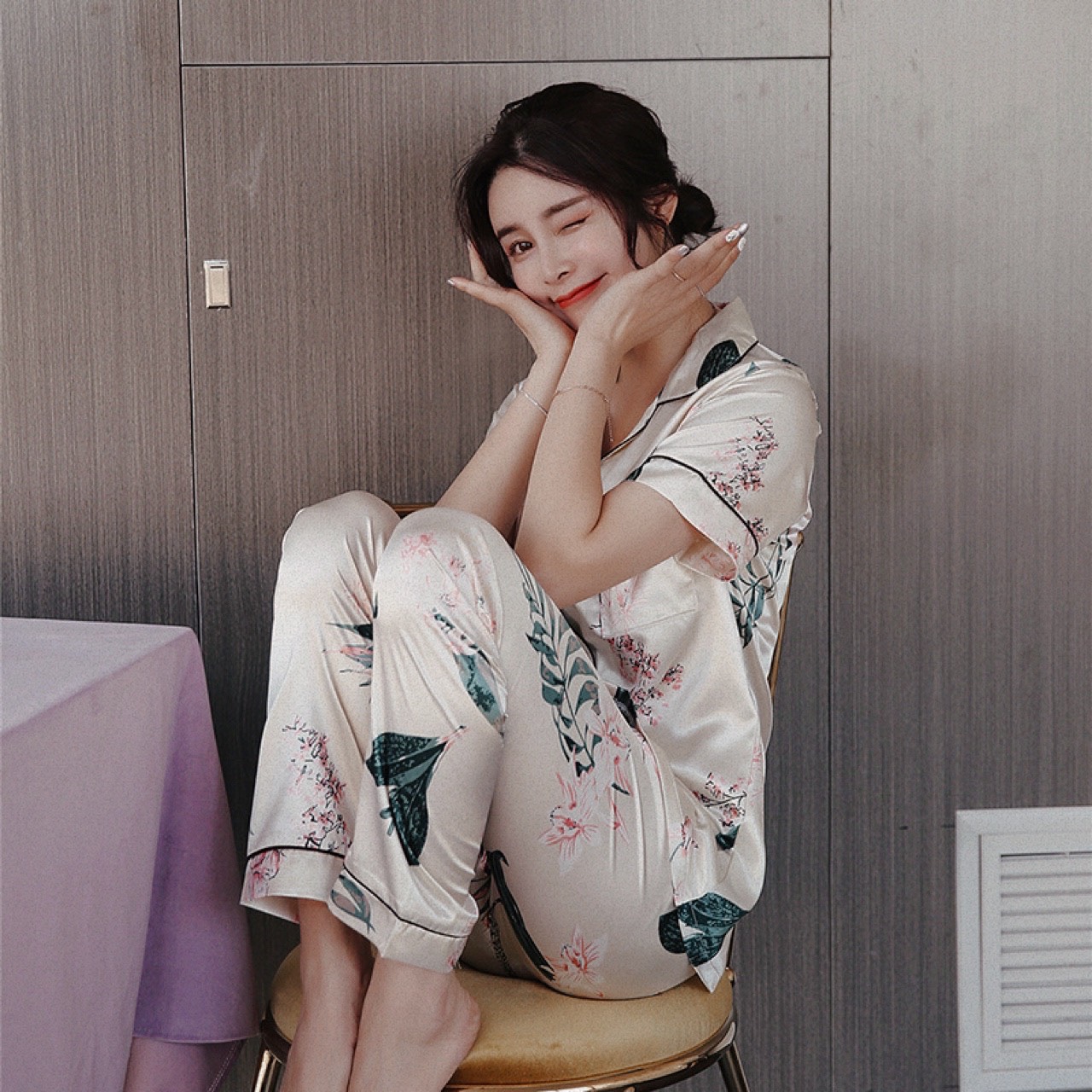 [HCM]SET BỘ  NGỦ PIZAMA LỤA - Y23