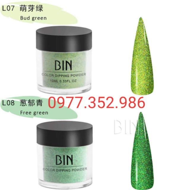 Lọ bột nhúng các màu nhũ thương hiệu Bin