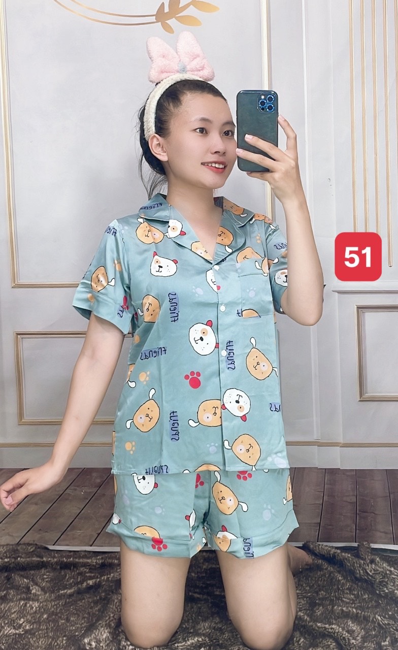 Đồ bộ nữ mặc nhà mùa hè cộc tay cộc quần đùi cho nữ chất lụa  mango mềm mát