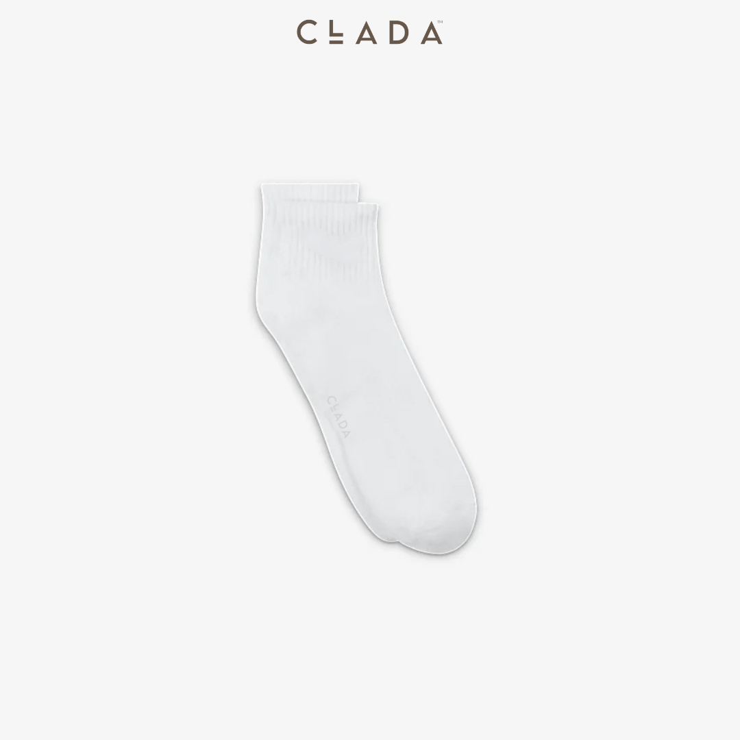 Tất Cotton ngắn CLADA Essential - Trắng