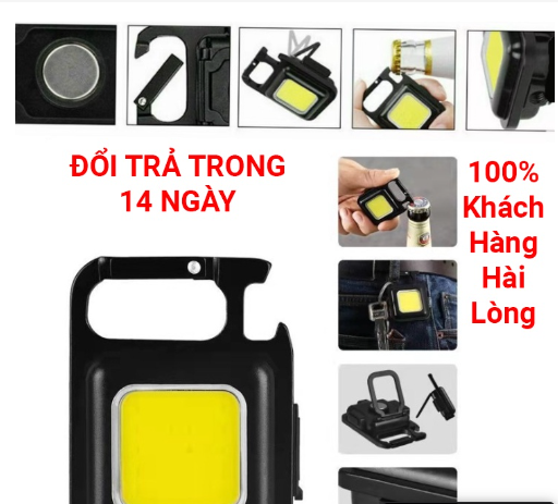 Đèn LED COB Mini Có Móc Khóa Đa Năng 3 Chế Độ Sạc Cổng USB