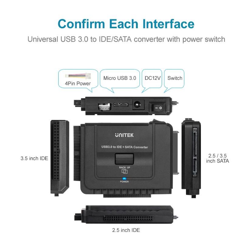 Cáp USB 3.0 Sang IDE/SATA 2,5"/3,5" Unitek Y3322