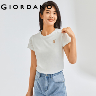 Áo thun nữ T-shirt cổ tròn ngắn tay hình thêu nhỏ gọn chất 100% cotton thumbnail