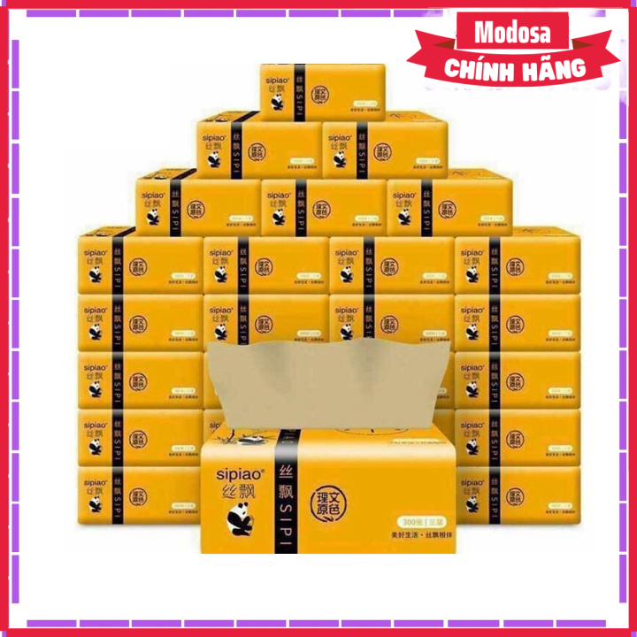 Thùng Giấy ăn gấu trúc Modosa SiPiao chính hãng [ 1 thùng 30 gói - 1 gói 300 tờ ]
