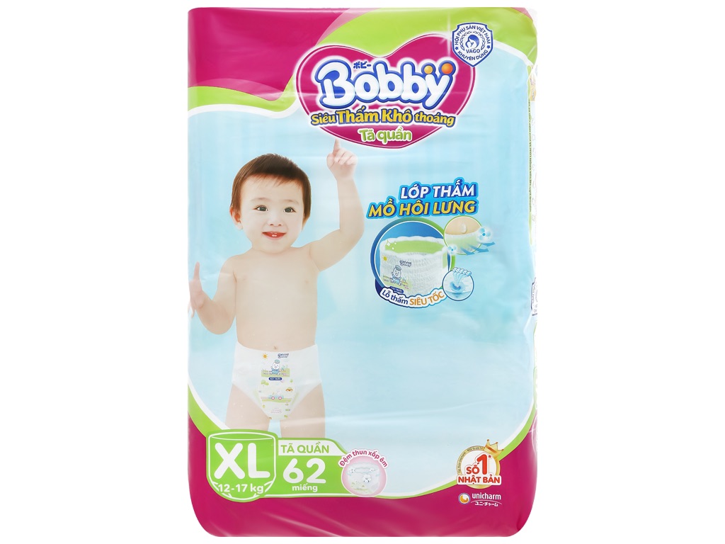 [Hoàn tiền 12%] Tã/Bỉm Quần Bobby M76 - L68 - XL62 -XXL56