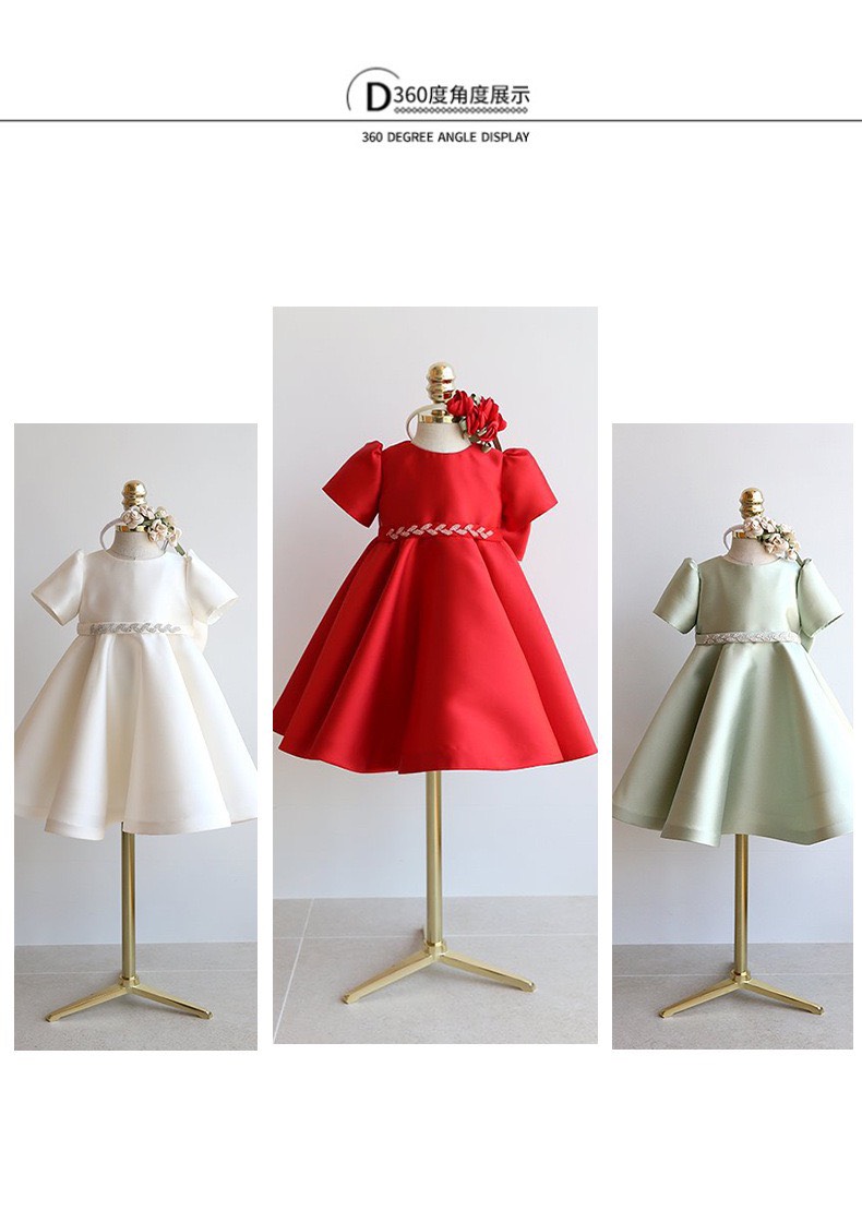 Dress Princess design big bow applique stone baby girls