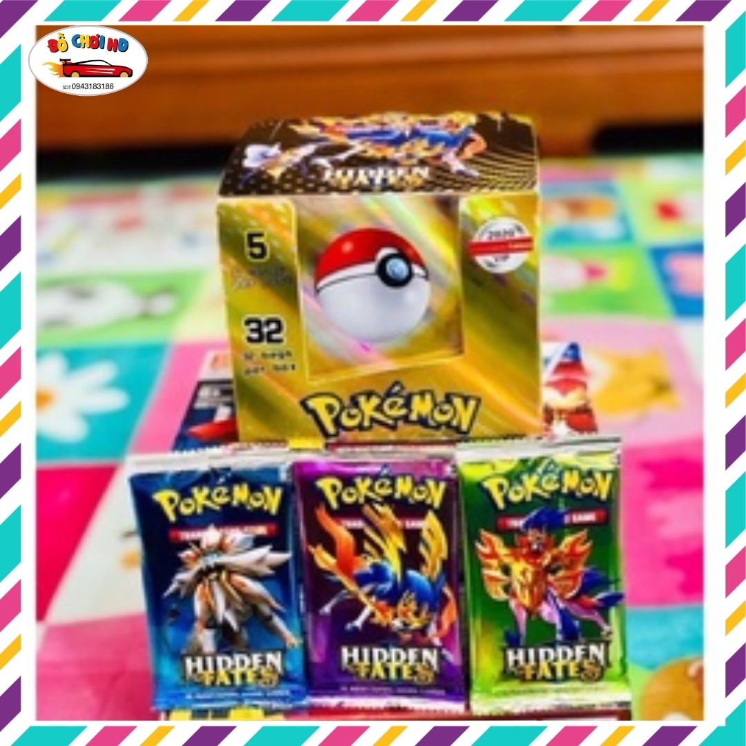 Thẻ pokemon, thẻ bài pokemon, đồ chơi pokemon, hộp vip 32 gói