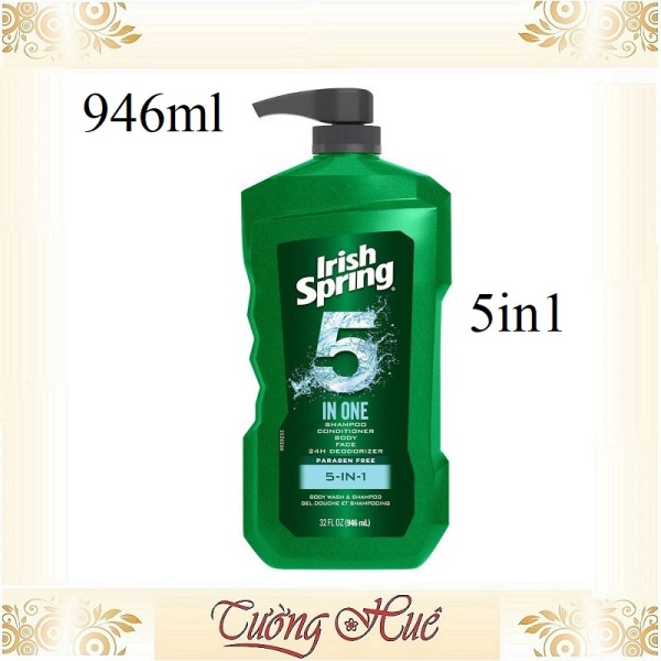 Gel tắm gội xả rửa mặt Irish Spring 5in1 24H Deodorizer Body & Shampoo - 946ml