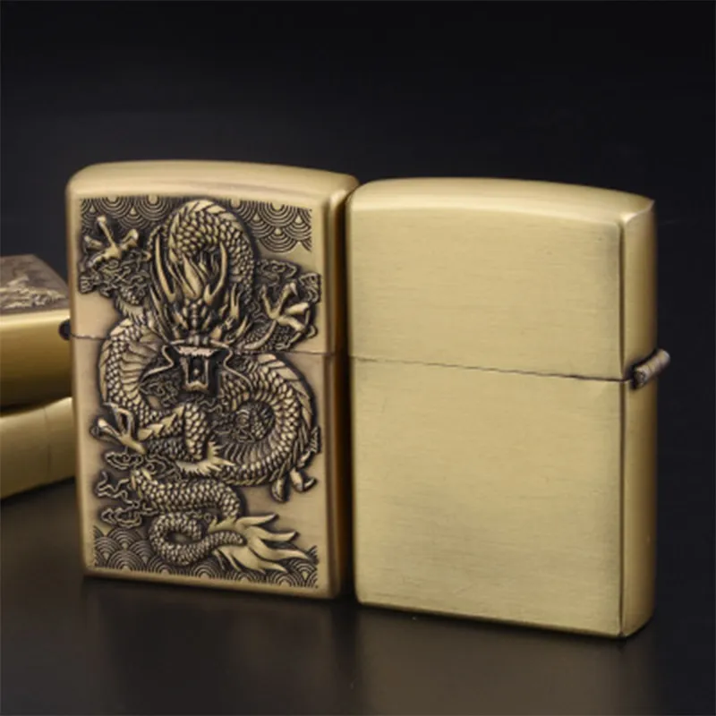 Bật Lửa Xăng Đá Zippo Sưu Tầm Vàng Đồng (Nhiều Mẫu)