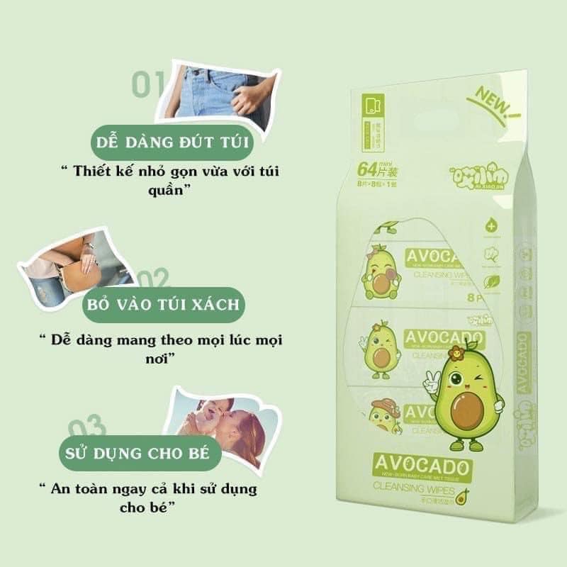Combo 40 gói khăn ướt mini bỏ túi tiện lợi ( 5 bịch mỗi bịch 8 gói)