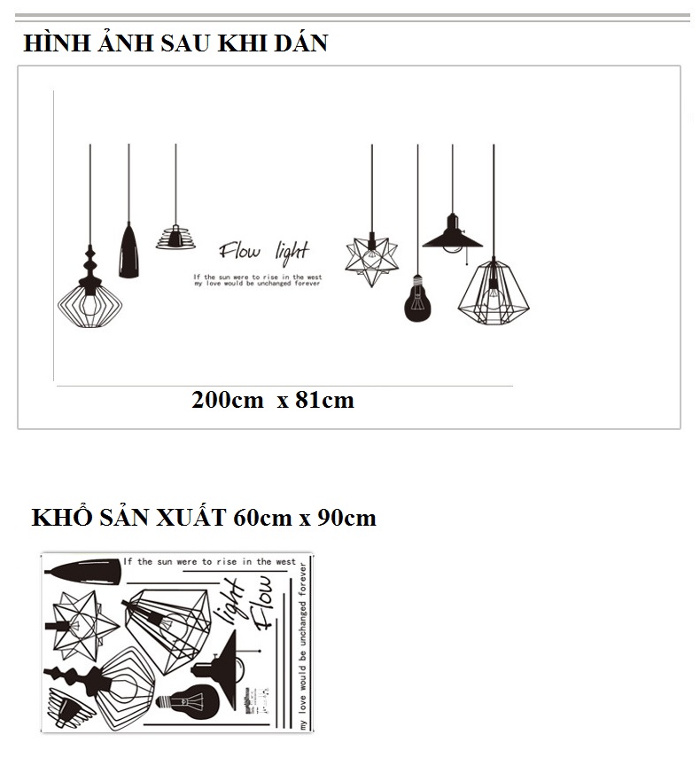 Decal dán tường Dây đèn đen  - P12 - Vivadecal