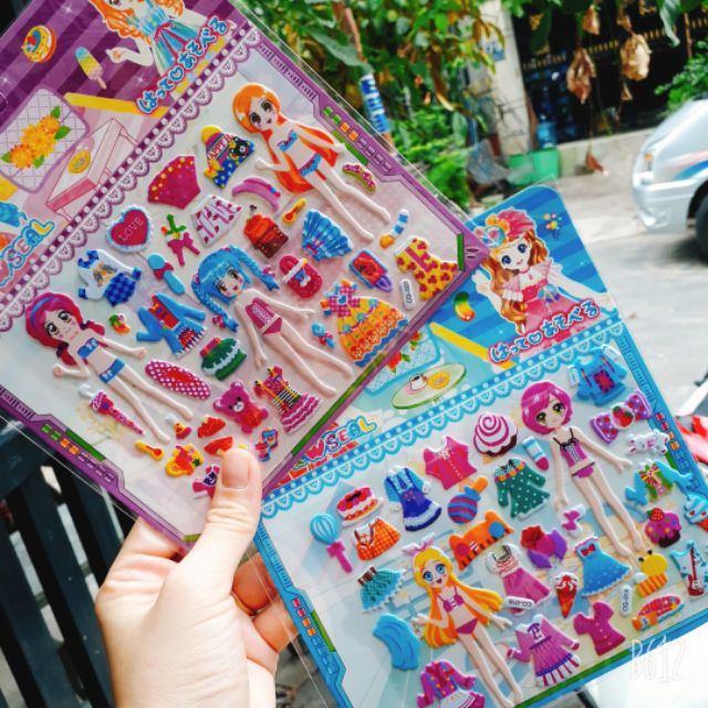 Sticker nổi, hình dán búp bê, công chúa, con thú,...