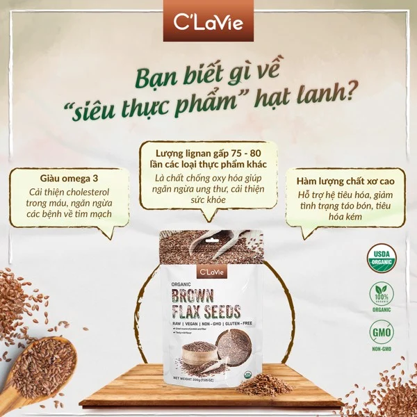 C'Lavie Organic Flax Seeds 200g