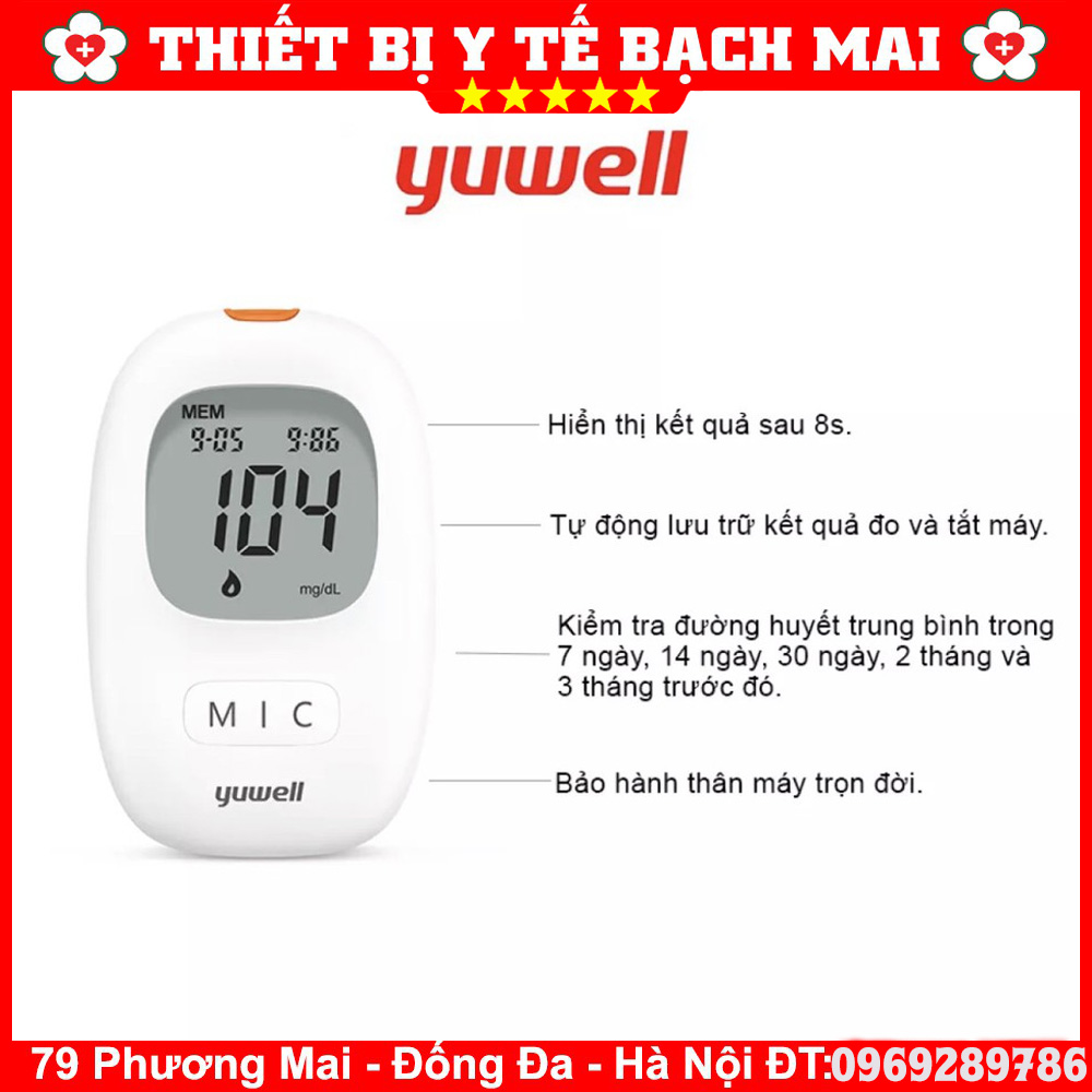 Máy Đo Đường Huyết Yuwell Accusure 710 (Model Mới) [Tặng 10 Kim+ 10 Que Thử]