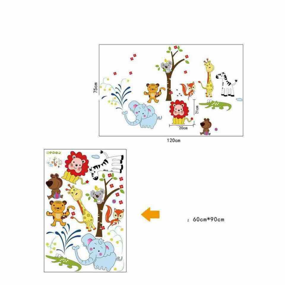 Decal tranh dán tường 2 bức kết hợp cho bé