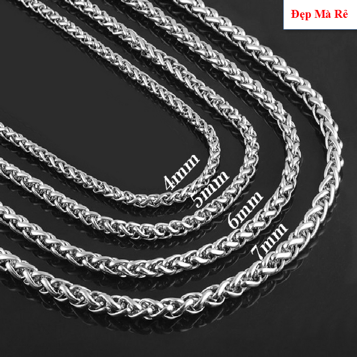 Dây chuyền Nam Titan kiểu khoen kiểu xoắn thắt cực ngầu nhiều size - Cam kết 1 đổi 1 nếu hoen gỉ sét