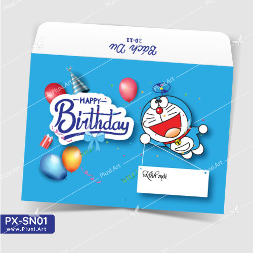 [4200đ/thiệp] Thiệp thôi nôi – sinh nhật Doremon Pluxi (PXSN01)