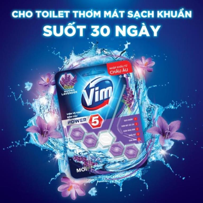 Viên Tẩy Bồn Cầu Vim Power 5 Sạch Khuẩn Thơm Mát (55g/Viên/Vĩ)