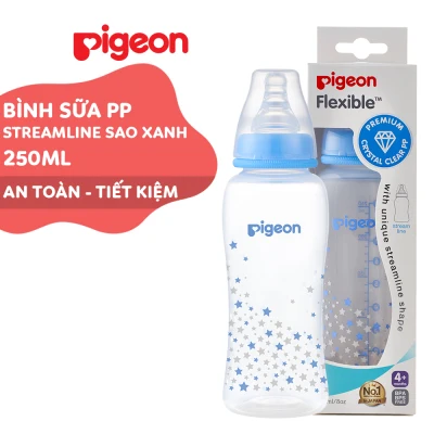 Bình sữa cổ hẹp PP Streamline Pigeon 250ml - Màu xanh (M)